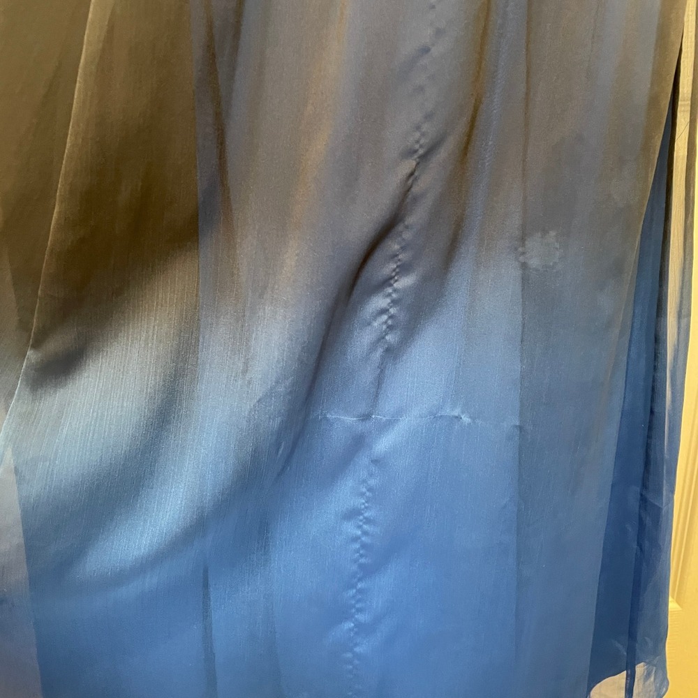 Halston Heritage Evening Gown Black Blue Ombre Pleated Dress Formal NWT Size 8 - Picture 6 of 12